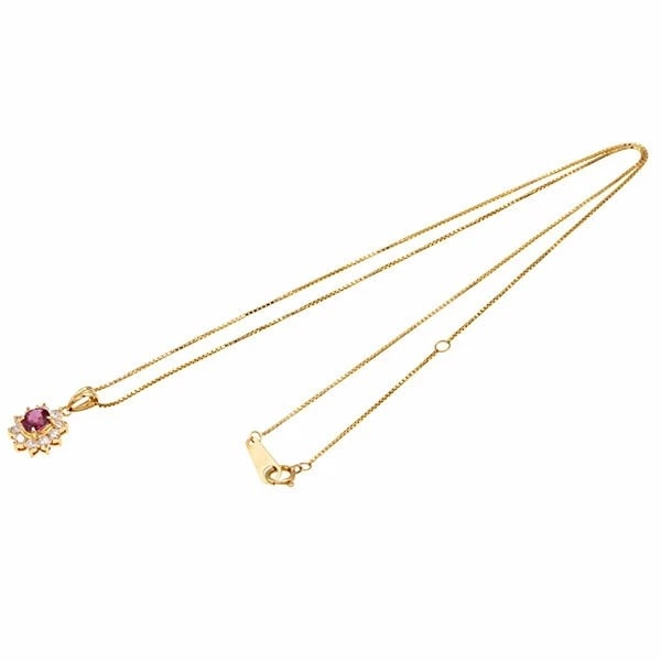 18K YG RUBY DIAMOND NECKLACE - 4