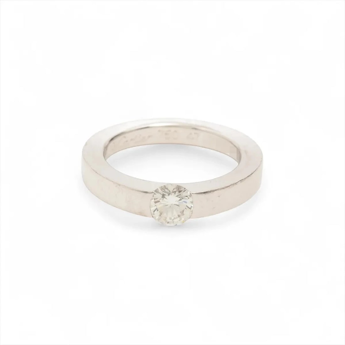 CARTIER DIAMOND RING 750(WG): Cartier diamond Ring 750(WG) Brand: Cartier Type/Style: Ring Material: 750(WG), Main Stone/Creation Natural Color: none Size: (CM) Number:#7(JP ) (Inch) Ring Width:#7(JP ) Accessories: None