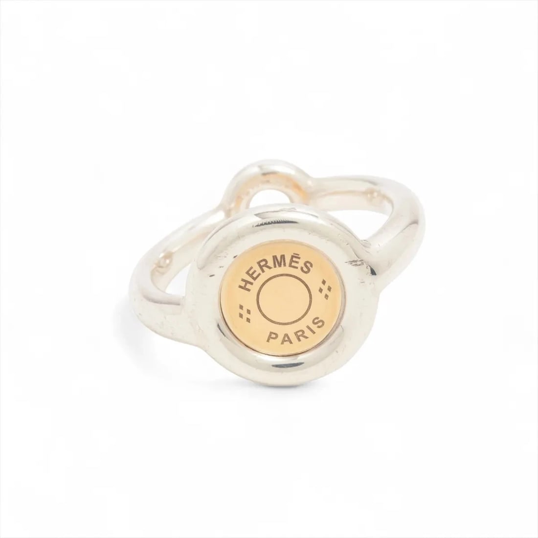 HERMES SERIE RING 925×750: Hermes Serie Ring 925×750 Brand: Hermès Type/Style: Ring Material: 925×750 Color: Silver x gold Size: 4 US Accessories: None Accessories Notice: When purchasing pre-owned goods, please refer to