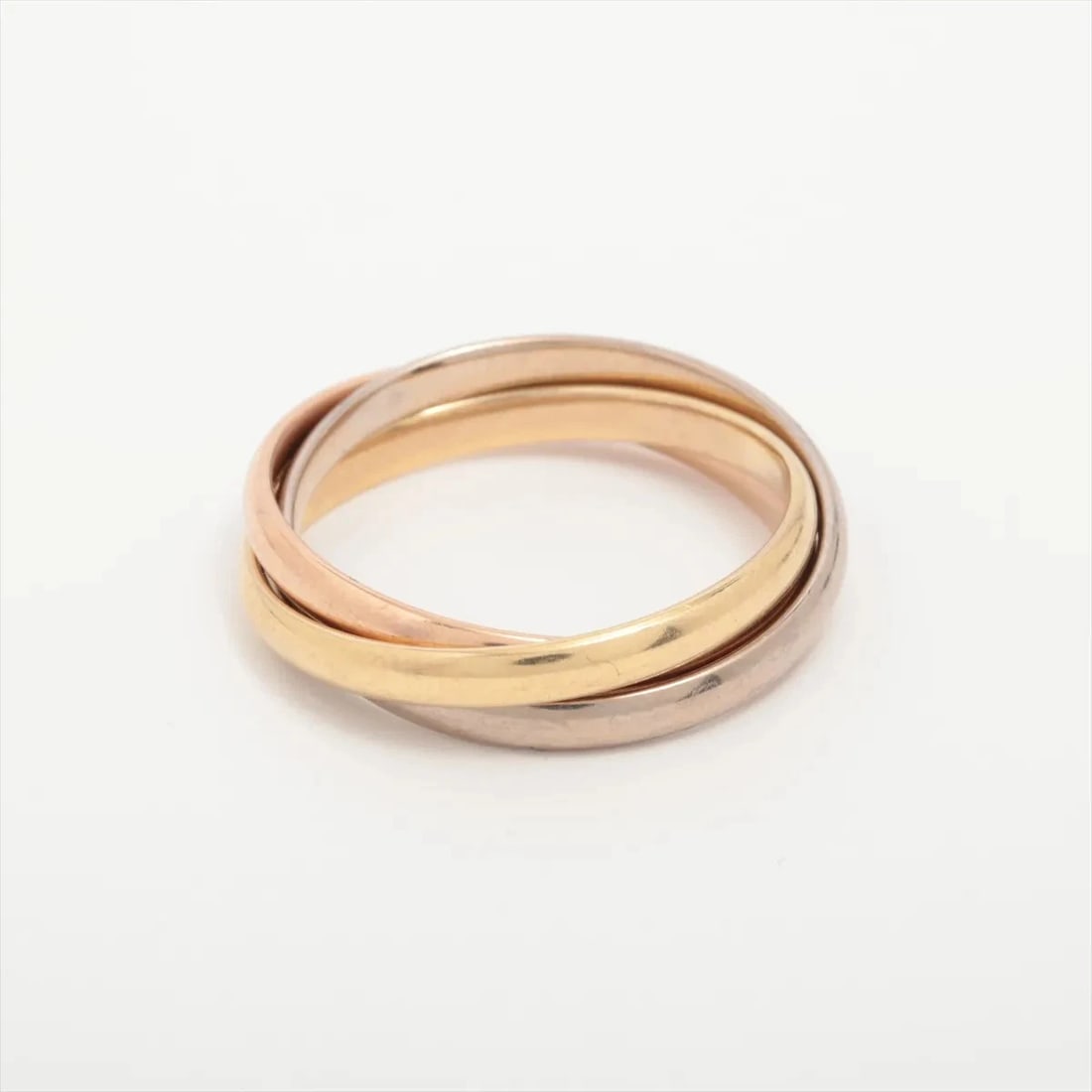 CARTIER TRINITY RING 750(YG×PG×WG): Cartier Trinity Ring 750(YG×PG×WG) Brand: Cartier Type/Style: Ring Material: 750(YG×PG×WG) Color: Not Specified Size: 8 - 8.25 Accessories: None Accessories Notice: When purchasing pre-own