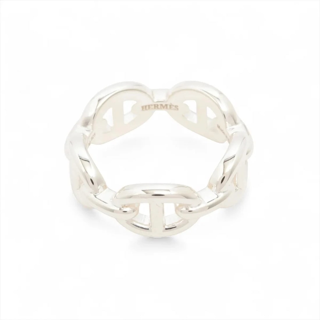 HERMES CHAINE D'ANCRE ENCHAINEE RING: Hermes Chaine d'Ancre Enchainee Ring Brand: Hermès Type/Style: Ring Material: 925 Color: Silver Size: 5.5 - 5.75 US Accessories: None Accessories Notice: When purchasing pre-owned goods, please