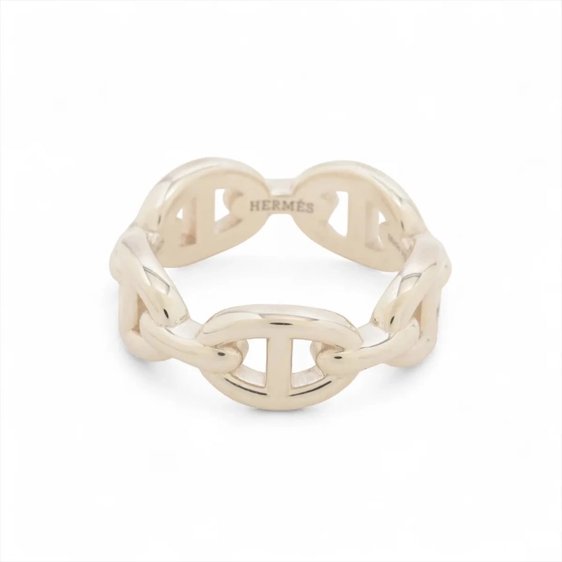 HERMES CHAINE D'ANCRE ENCHAINEE RING: Hermes Chaine d'Ancre Enchainee Ring Brand: Hermès Type/Style: ring Material: 925 Color: Silver Size: 6.25 - 6.5 US Accessories: None Accessories Notice: When purchasing pre-owned goods, please