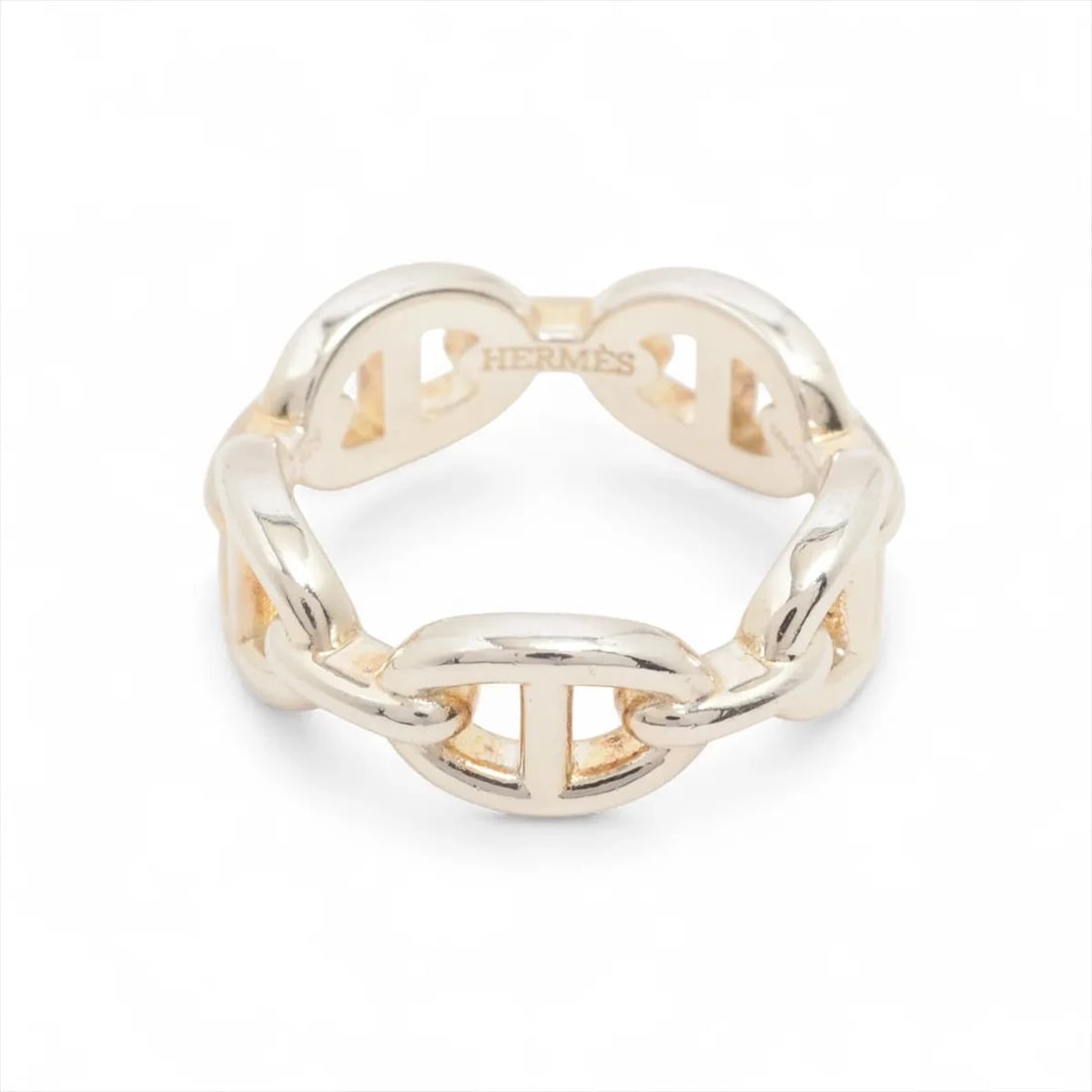 HERMES CHAINE D'ANCRE ENCHAINEE RING: Hermes Chaine d'Ancre Enchainee Ring Brand: Hermès Type/Style: Ring Material: 925 Color: Silver Size: 6 US Accessories: None Accessories Notice: When purchasing pre-owned goods, please refer to the