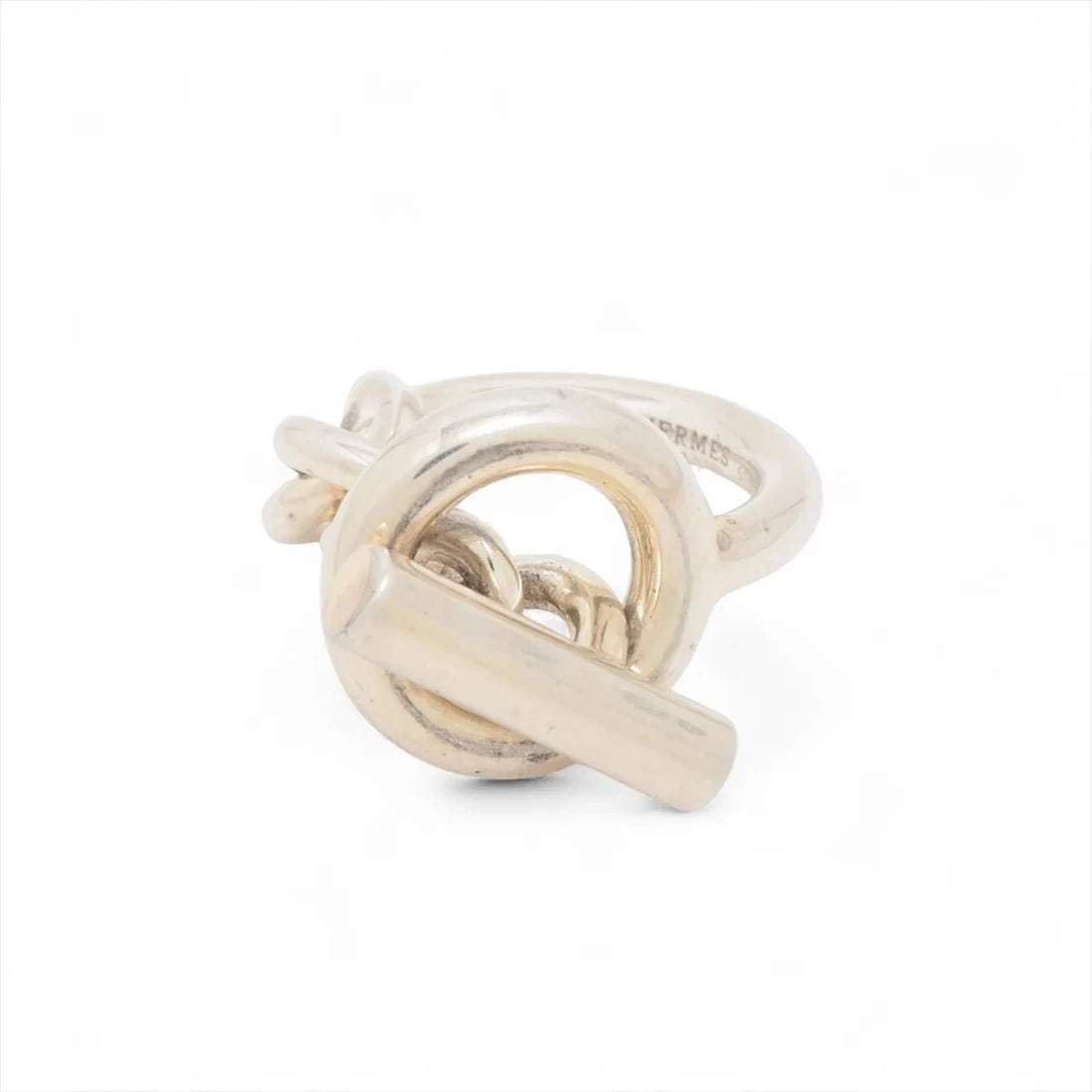 HERMES CROISET RING: Hermes Croiset Ring Brand: Hermès Type/Style: Ring Material: 925 Color: Silver Size: 5.25 US Accessories: None Accessories Notice: When purchasing pre-owned goods, please refer to the photos of the