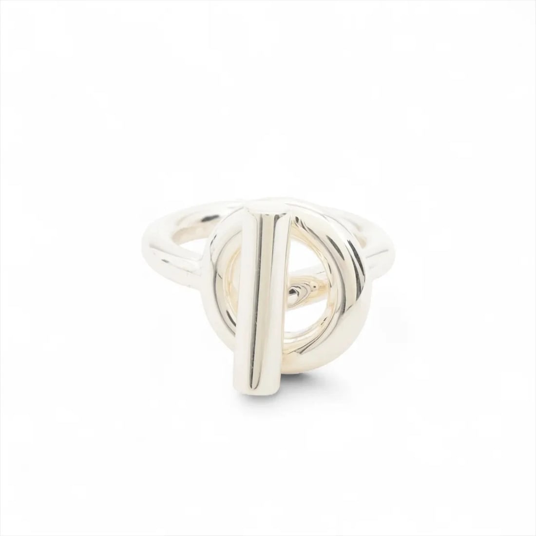 HERMES ECHAPÉ MMRING: Hermes Echapé MMRing Brand: Hermès Type/Style: Ring Material: 925 Color: Silver Size: 5.25 US Accessories: None Accessories Notice: When purchasing pre-owned goods, please refer to the photos of