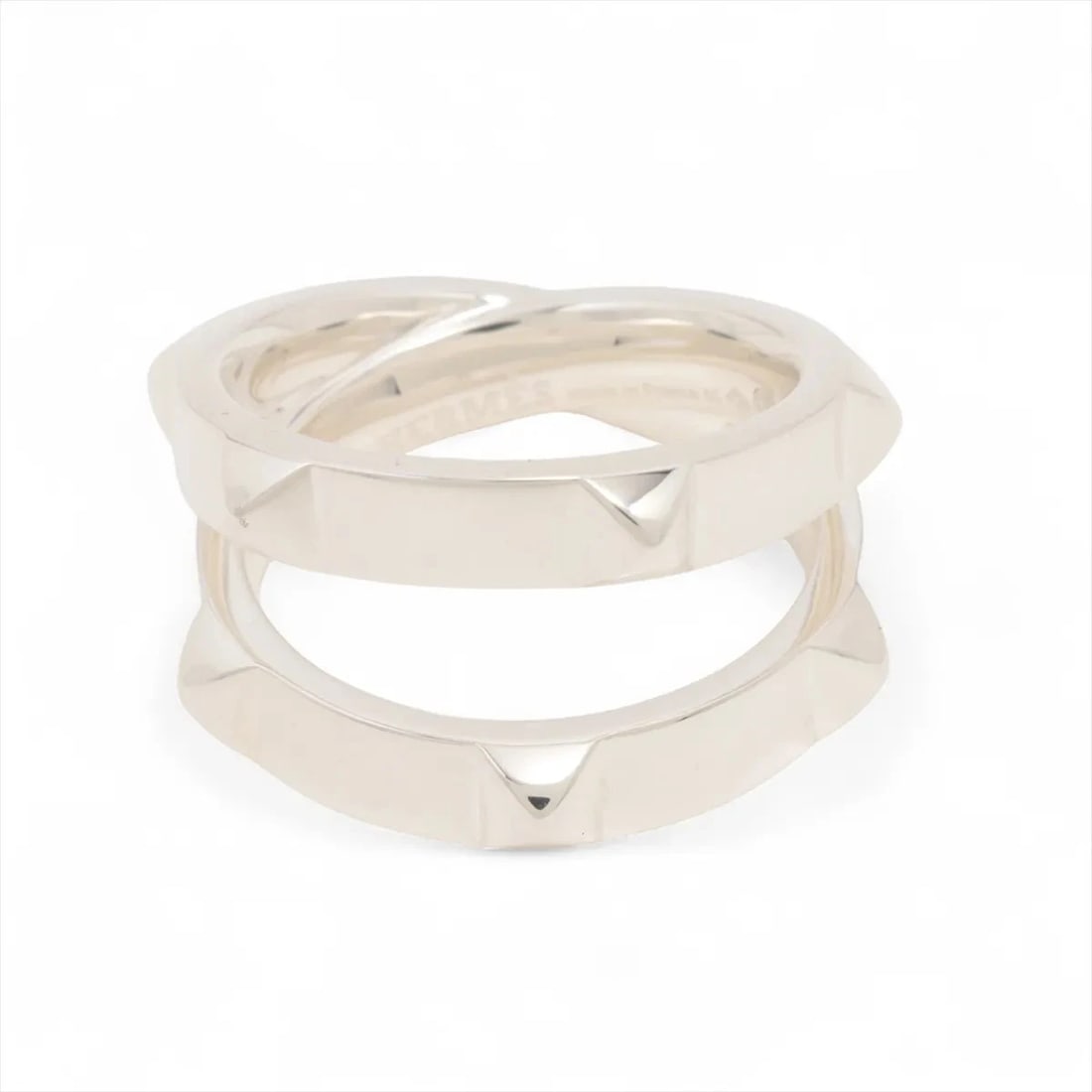 HERMES MINI CREW DOUBLE RING: Hermes mini crew double Ring Brand: Hermès Type/Style: Ring Material: 925 Color: Silver Size: 7.25 US Accessories: None Accessories Notice: When purchasing pre-owned goods, please refer to the