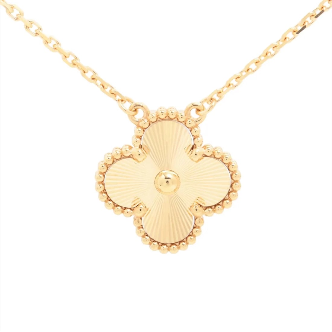 VAN CLEEF & ARPELS ALHAMBRA GUILLOCHE NECKLACE: Van Cleef & Arpels Alhambra Guilloche Necklace Brand: Van Cleef & Arpels Type/Style: Necklace Material: 750(YG) Color: Not Specified Size: (CM) Chain length:42.1 (Inch) Chain Length:16.6inch