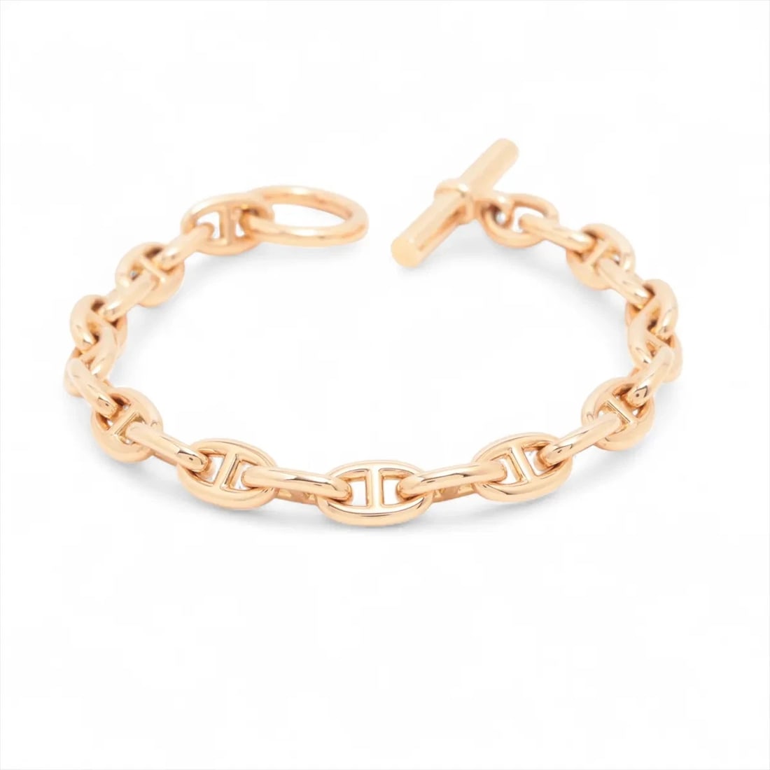 HERMES BRACELET 750(PG): Hermes Bracelet 750(PG) Brand: Hermès Type/Style: Bracelet Material: 750(PG) Color: PINK GOLD Size: (CM) Bracelet length:15.9 (Inch) Bracelet Length:6.3inch Accessories: None Accessories N
