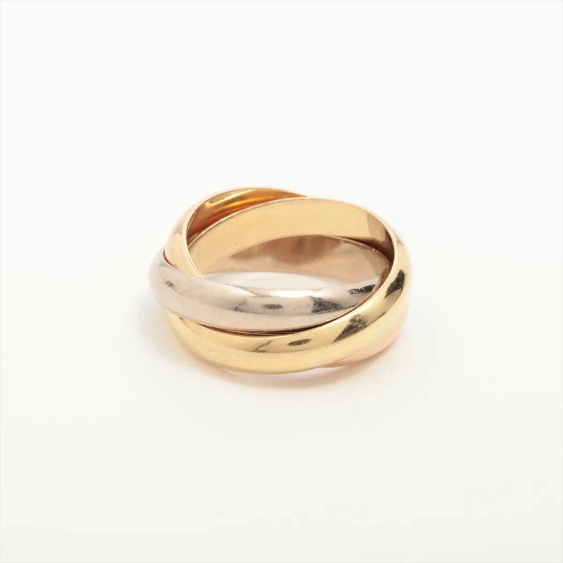 CARTIER TRINITY RING: Cartier Trinity Ring Brand: Cartier Type/Style: Ring Material: 750(YG×PG×WG) Color: Not Specified Size: 6 - 6.25 US Accessories: None Accessories Notice: When purchasing pre-owned goods, p