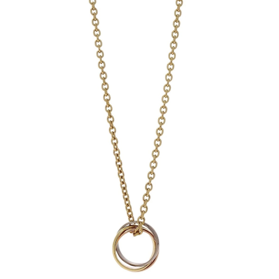 CARTIER BABY TRINITY PENDANT NECKLACE 750 GOLD: Cartier Baby Trinity Pendant Necklace 750 Gold Brand: Cartier Type/Style: Necklace Material: Au750 Color: Gold Size: Chain(Overall) : 42.0 cm Top : Diameter : 1.2 cm Accessories: None Accessories
