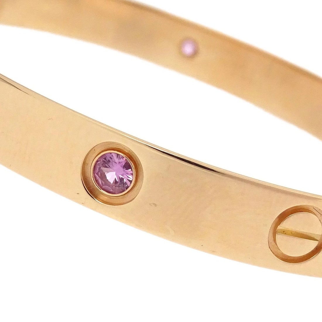 CARTIER LOVE BRACELET BANGLE 750 PINK SAPPHIRE: Cartier Love Bracelet Bangle 750 Pink Sapphire Brand: Cartier Type/Style: Bracelet Material: 750(750PG) Pink Sapphire, Main Stone/Creation Pink Sapphire Color: Gold Size: 7.5 US Accessories: None