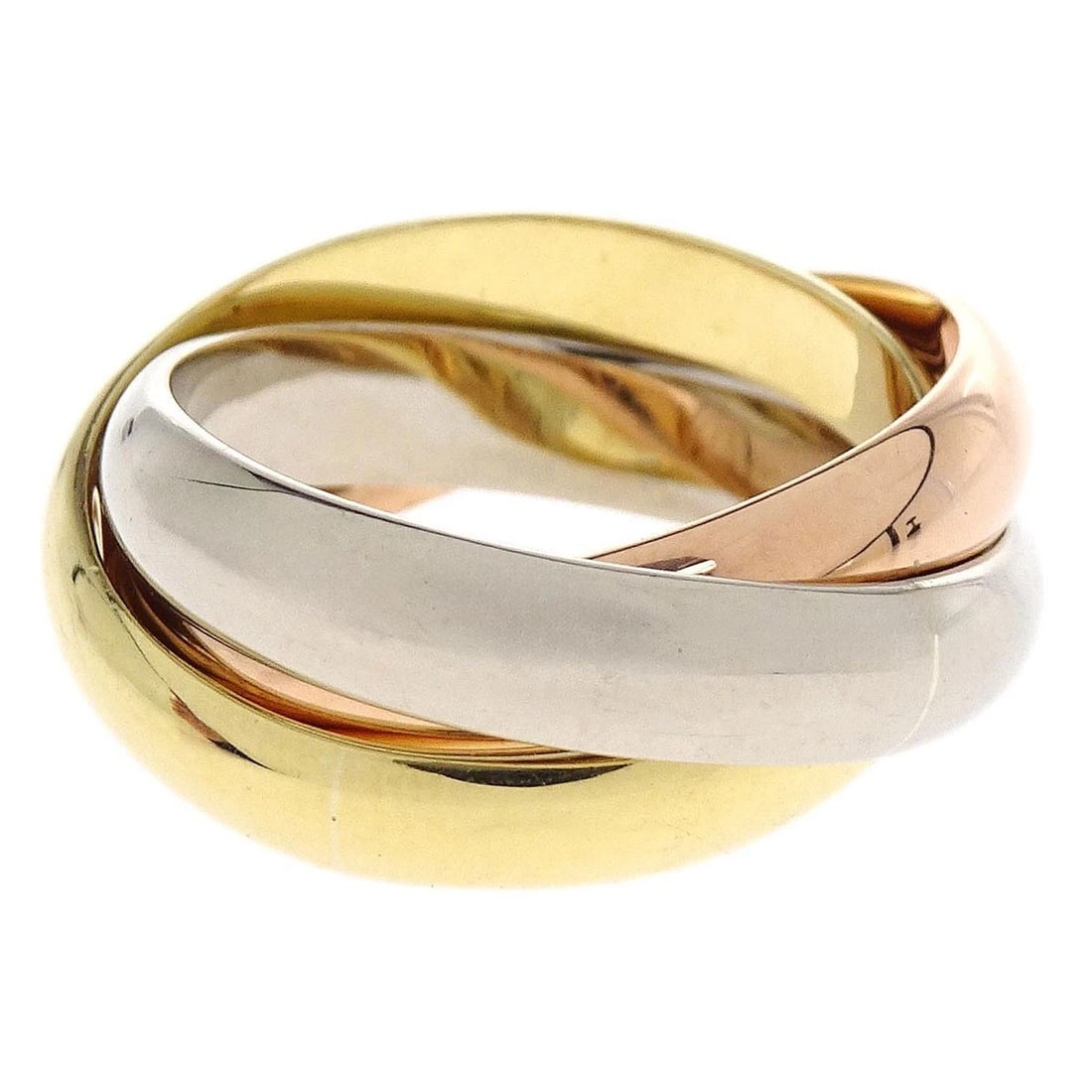 CARTIER TRINITY RING 750: Cartier Trinity Ring 750 Brand: Cartier Type/Style: Ring Material: Au750 Color: Gold Size: 7.5 US Accessories: None Accessories Notice: When purchasing pre-owned goods, please refer to the