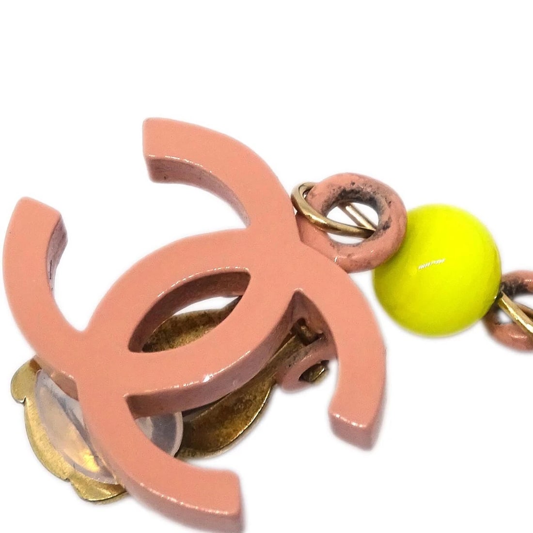 CHANEL CC DANGLE EARRINGS PINK - 2