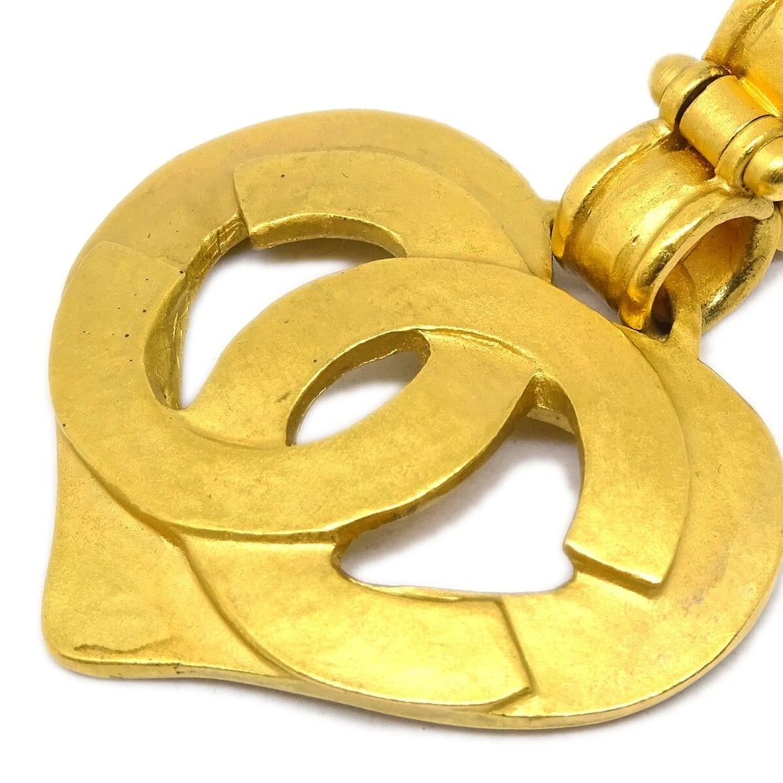 CHANEL DANGLE HEART EARRINGS - 2