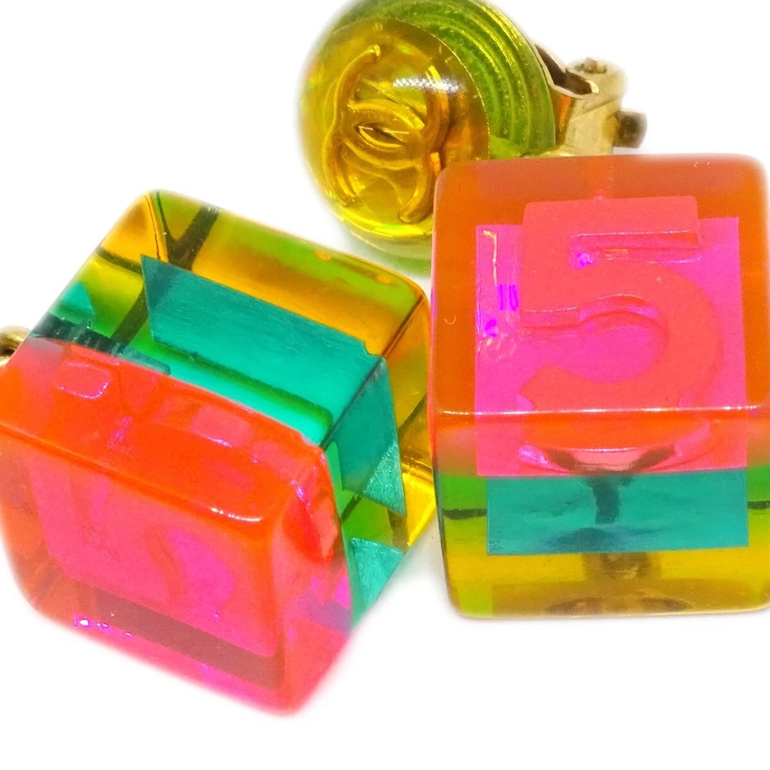 CHANEL DANGLE CUBE EARRINGS MULTICOLOR - 2