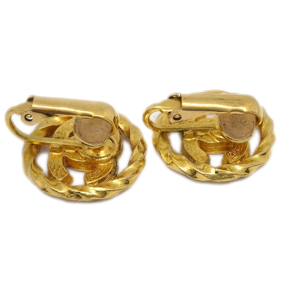 CHANEL GOLD BUTTON EARRINGS RHINESTONE - 3