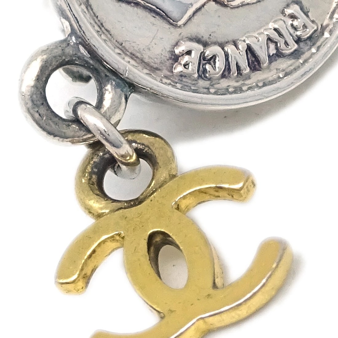 CHANEL SILVER DANGLE EARRINGS - 2