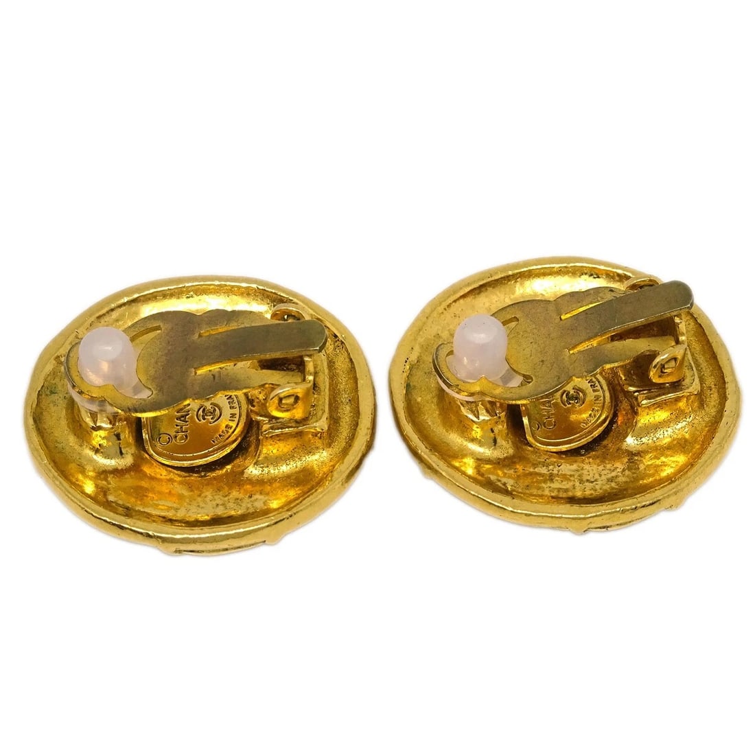 CHANEL BUTTON EARRINGS GOLD - 3