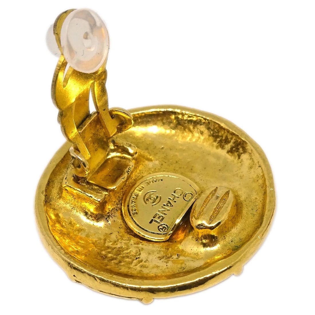 CHANEL BUTTON EARRINGS GOLD - 4
