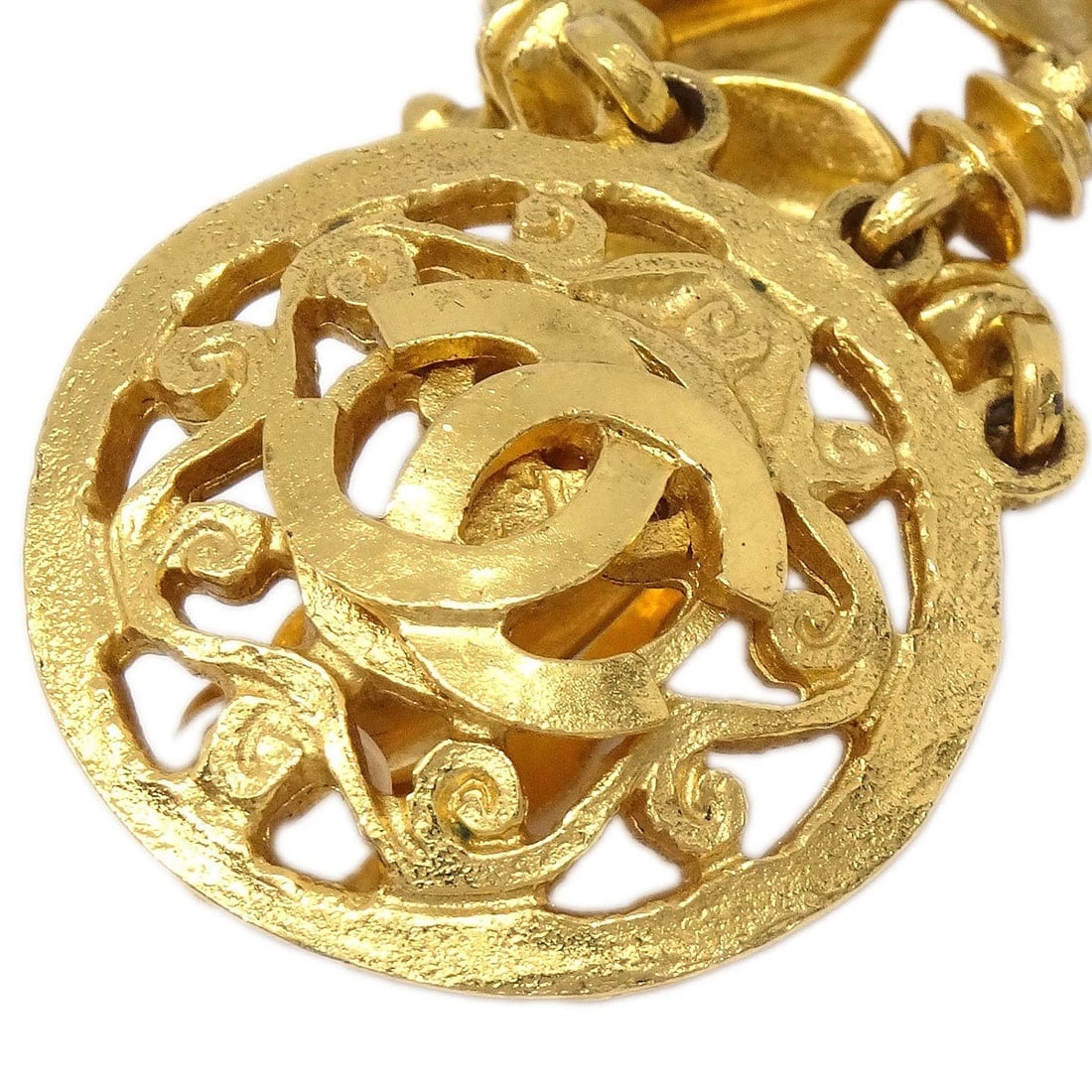 CHANEL DANGLE EARRINGS GOLD - 2