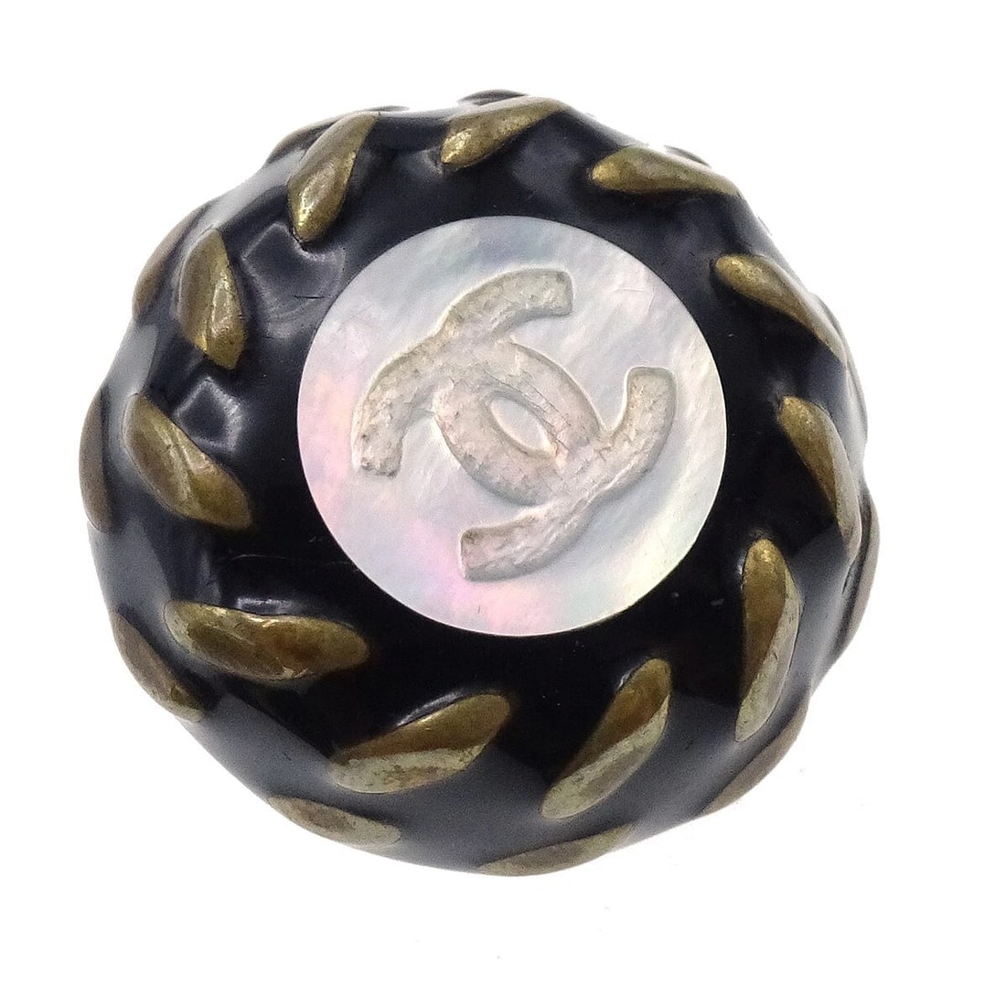 CHANEL BUTTON EARRINGS BLACK - 3