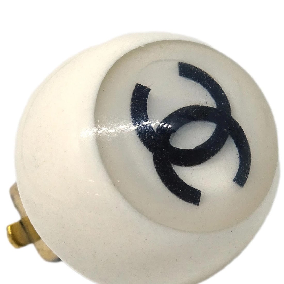 CHANEL BUTTON EARRINGS WHITE - 2