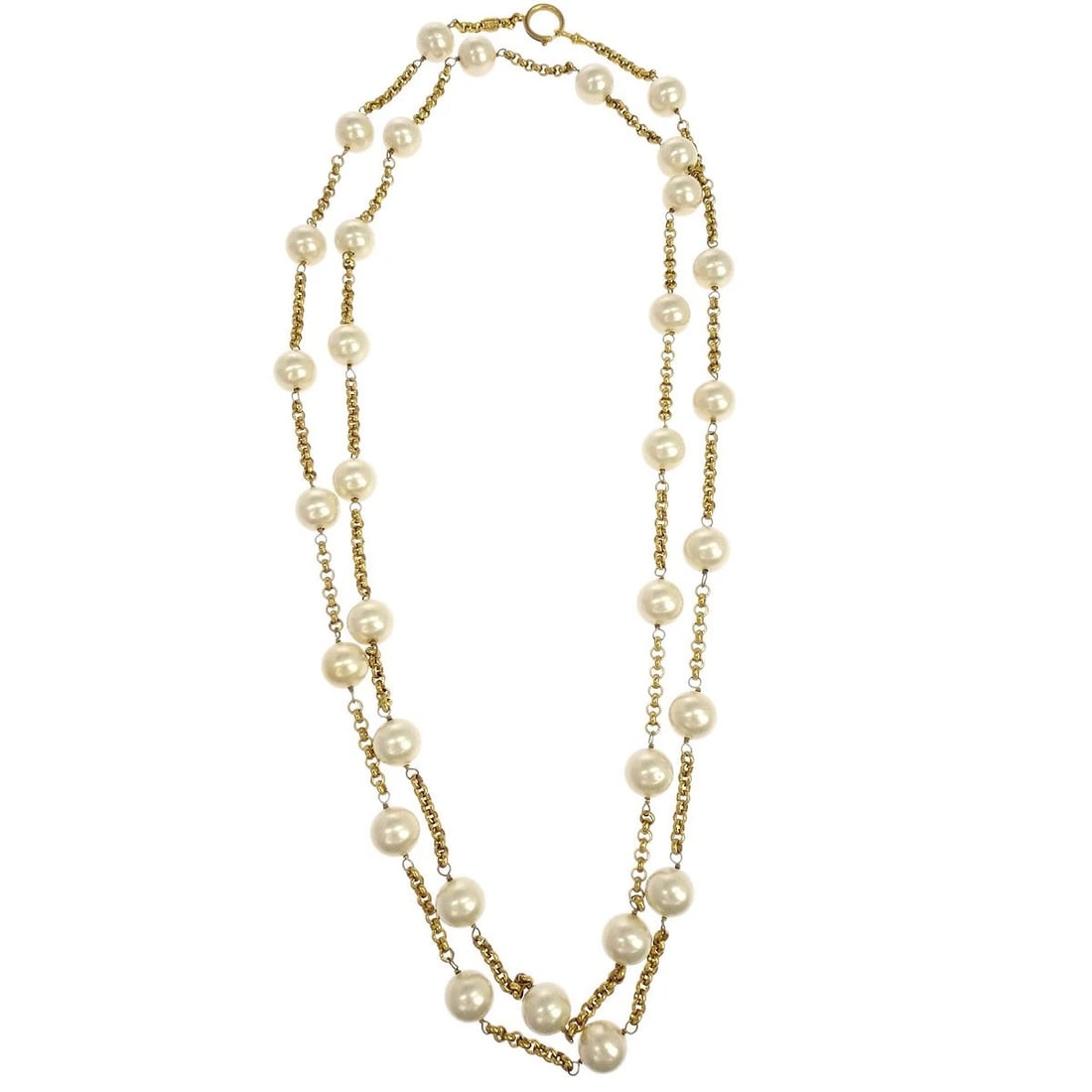 CHANEL CHAIN NECKLACE GOLD ARTIFICIAL PEARL (1 of 3)