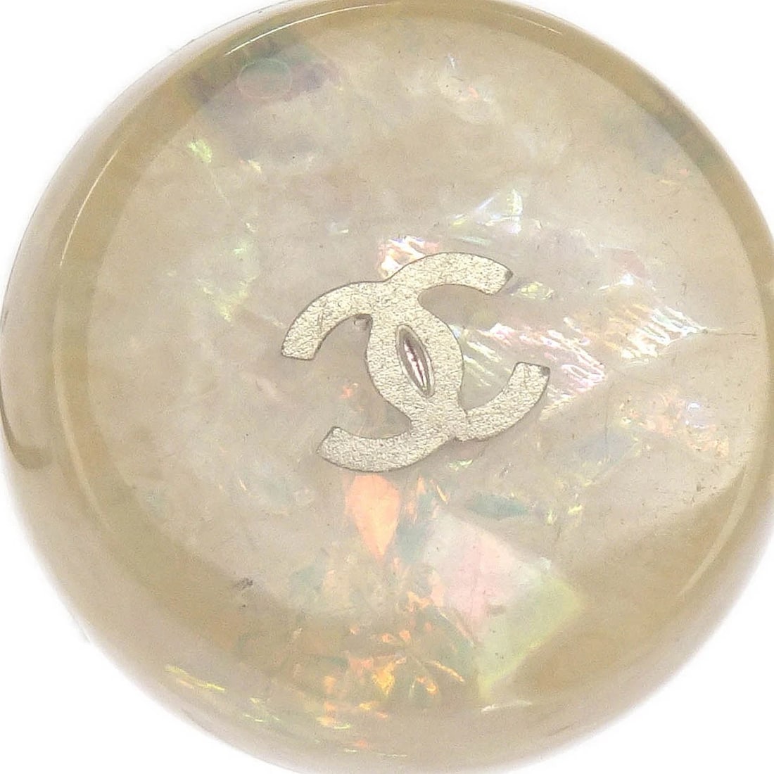 CHANEL BUTTON EARRINGS WHITE - 2