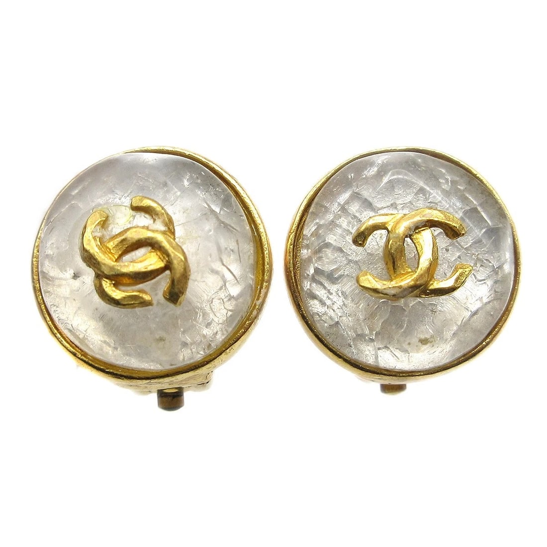 CHANEL EARRINGS GOLD BIJOU: Chanel Earrings Gold Bijou Brand: CHANEL Type/Style: Earrings Material: Gold-plated Bijou Color: Gold, Clear Size: Diameter : 1.5 cm Accessories: None Accessories Notice: When purchasing p