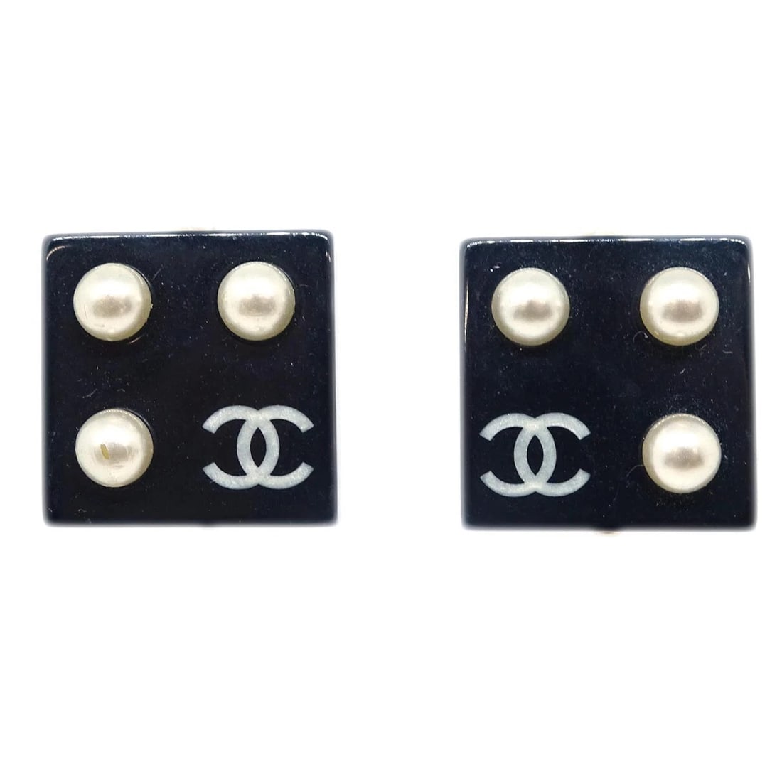 CHANEL EARRINGS BLACK: Chanel Earrings Black Brand: Chanel Type/Style: Earrings Material: Gold Plated Acrylic Color: Black, White Size: W 1.5 x H 1.5 cm Accessories: None Accessories Notice: When purchasing pre-
