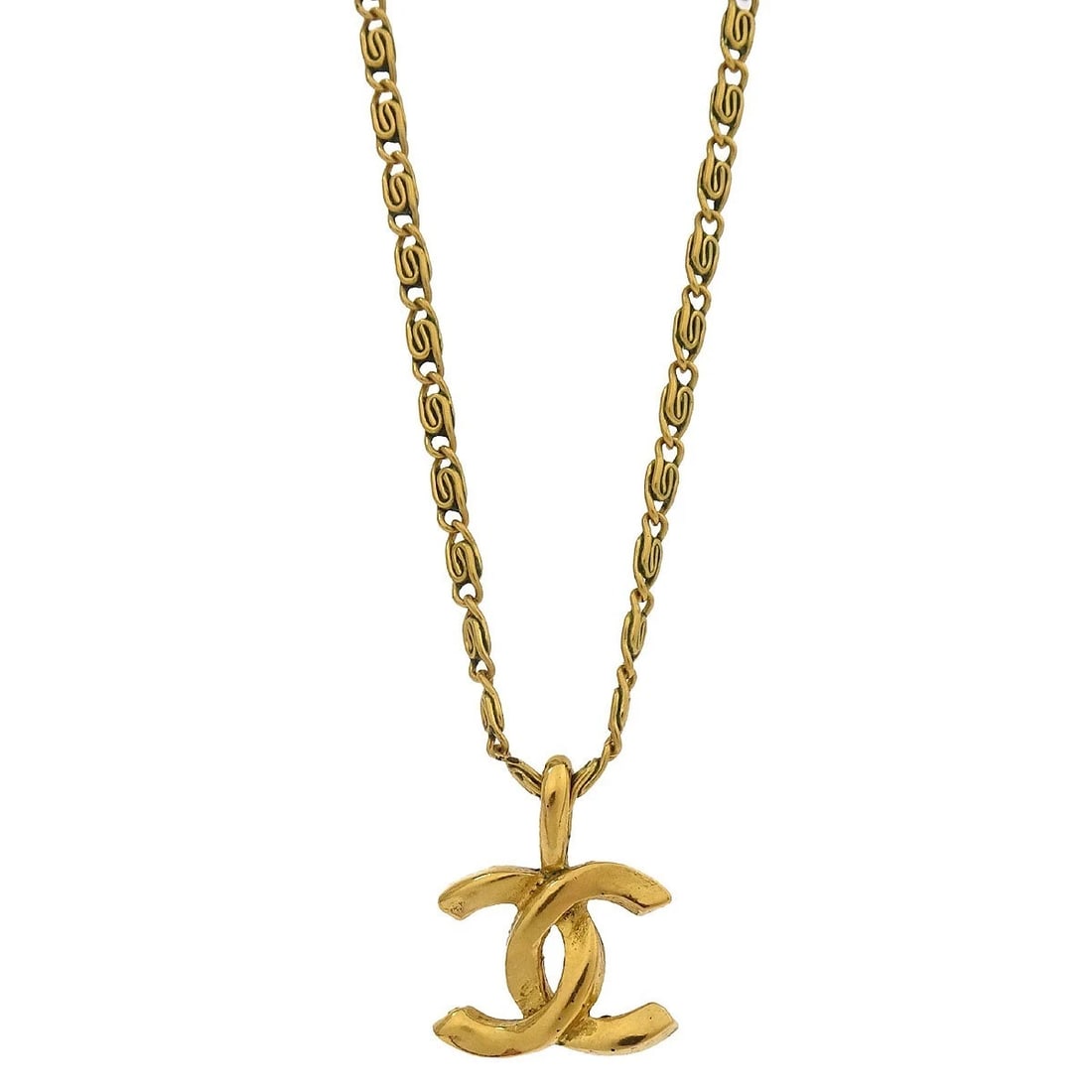 CHANEL GOLD PENDANT NECKLACE: Chanel Gold Pendant Necklace Brand: CHANEL Type/Style: Necklace Material: Gold Plated Color: Gold Size: Chain(Overall) : 37.0 cm Top : W 1.2 x H 1.0 cm Accessories: None Accessories Notice: When