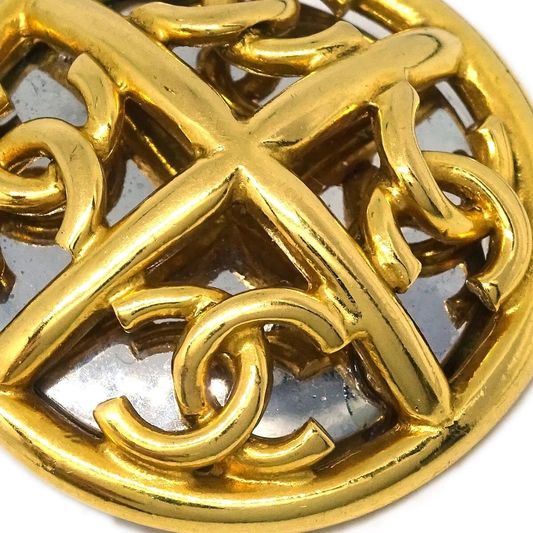 CHANEL BUTTON EARRINGS GOLD - 2