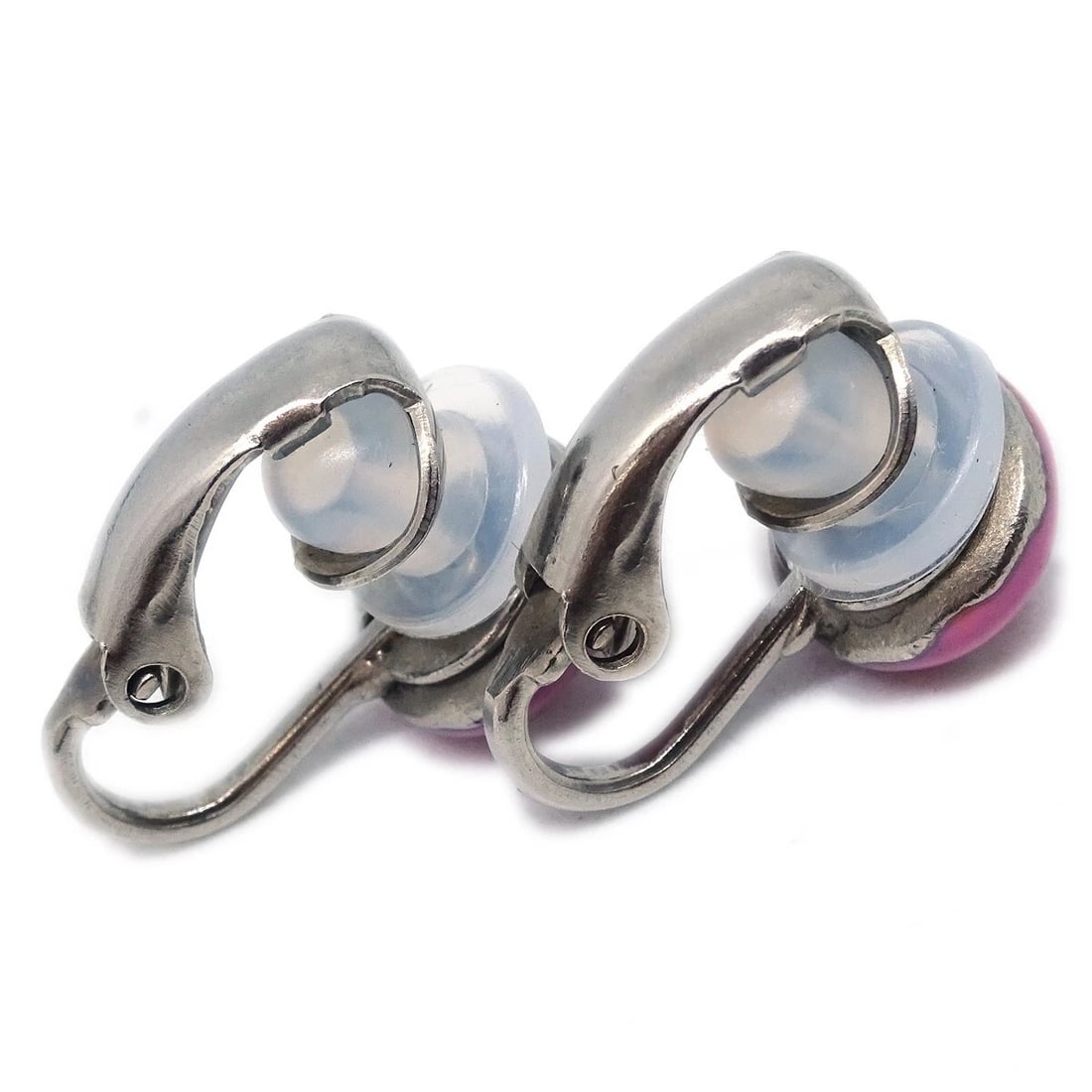 CHANEL BUTTON EARRINGS PINK - 3