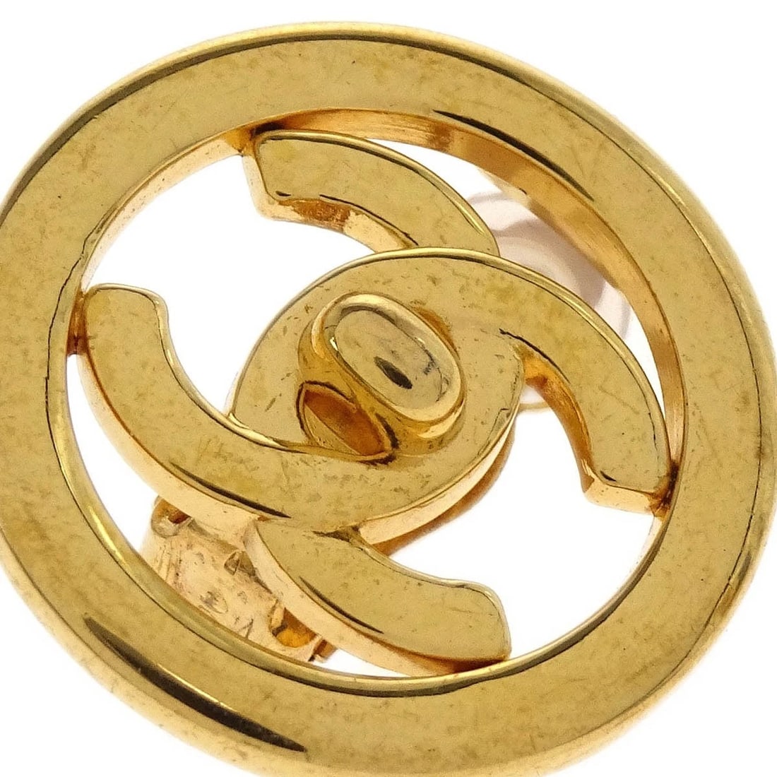 CHANEL BUTTON EARRINGS GOLD - 2
