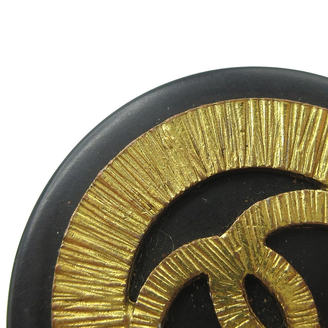 CHANEL BUTTON EARRINGS BLACK - 2
