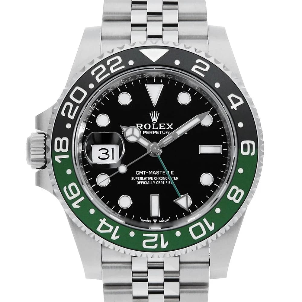 ROLEX GMT MASTER BLACK ROW JUBILEE BRACELET WATCH: ROLEX GMT Master black row jubilee bracelet Watch Brand: ROLEX Type: Wrist watch Material: Band Material Stainless Steel, Case Material Stainless Steel Color: Dial color Black Size: Case:W40mm