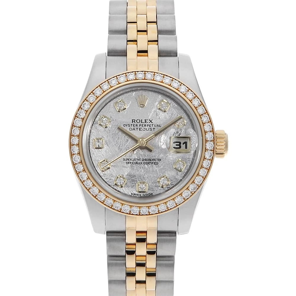 ROLEX DATEJUST BEZEL DIAMOND METEOLITE WATCH: ROLEX Datejust bezel diamond Meteolite Watch Brand: ROLEX Type: Wrist watch Material: Band Material Stainless Steel/Yellow Gold, Case Material Stainless Steel/Yellow Gold Color: Dial color Meteorite S