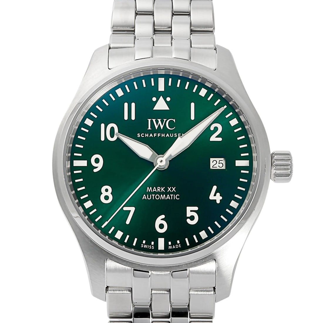 IWC PILOT WATCH MARK XX GREEN DIAL WATCH: IWC Pilot watch Mark XX green Dial Watch Brand: IWC Type: Wristwatch Material: SS Color: Dial color green Size: Case size: 40.0mm Accessories: None Accessories Notice: When purchasing pre-owned