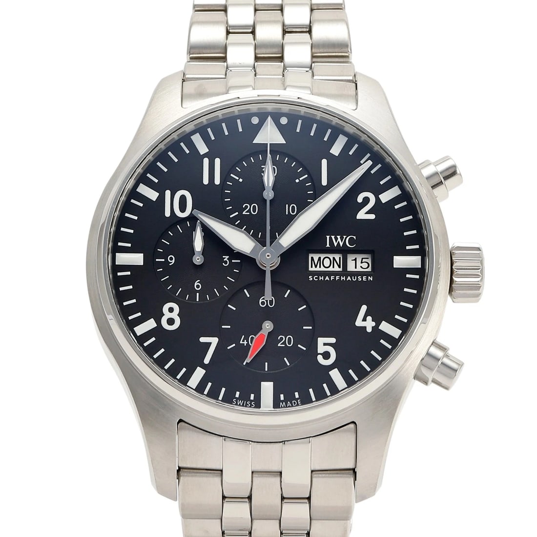 IWC PILOT WATCH CHRONOGRAPH BLACK/ARABIC DIAL WATCH (1 of 3)