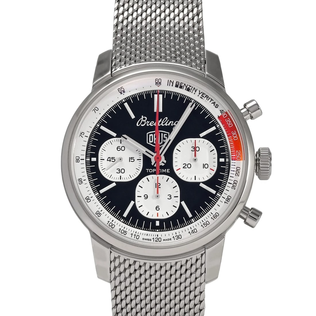 BREITLING TOP TIME B DEUS BLACK WHITE DIAL WATCH: BREITLING Top Time B Deus Black White Dial Watch Brand: BREITLING Type: Wristwatch Material: SS Color: Dial color Black White Size: Bracelet size 19.5cm Case size: 41.0mm Accessories: None