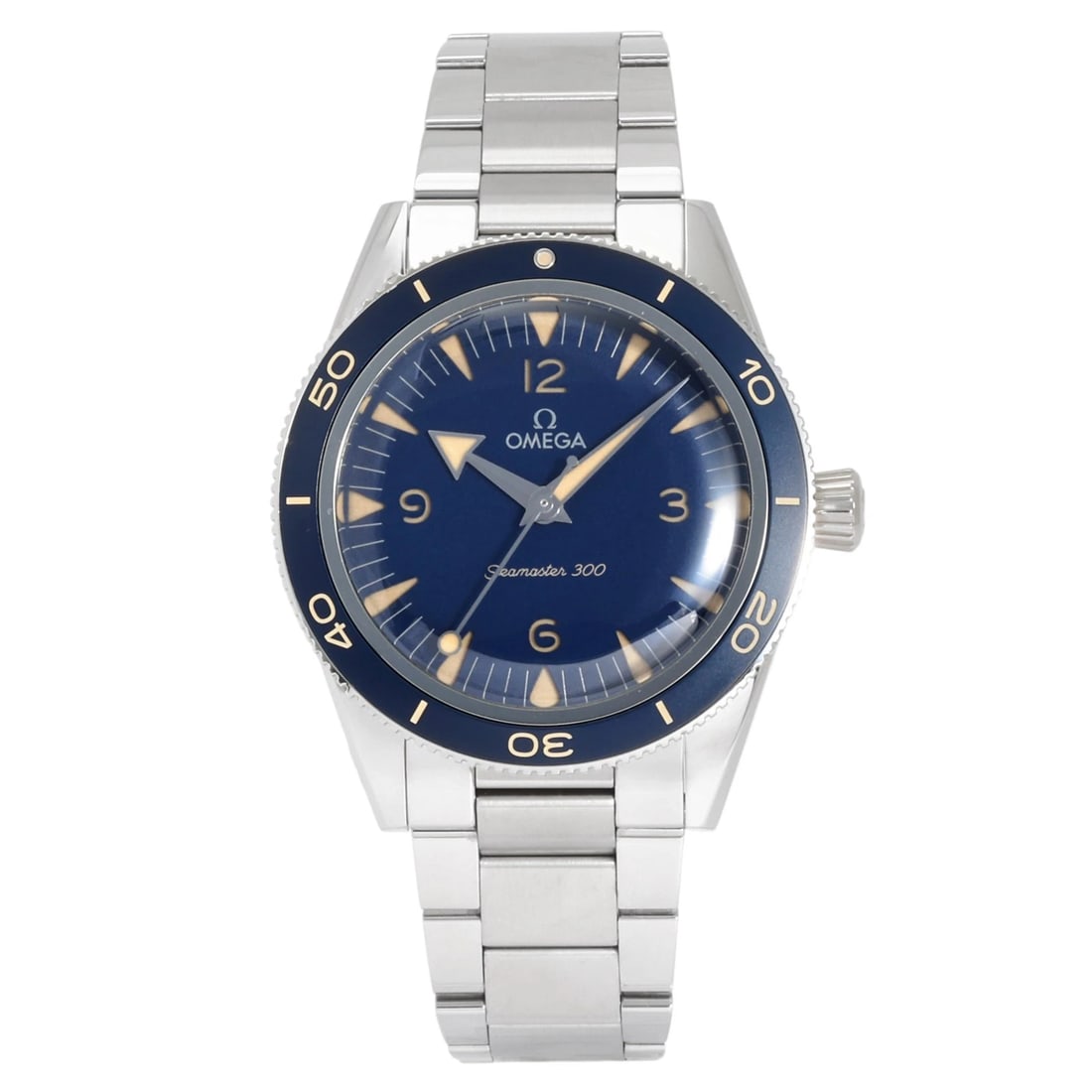 OMEGA SEAMASTER BLUE DIAL WATCH: OMEGA Seamaster blue Dial Watch Brand: OMEGA Type: Wristwatch Material: stainless aluminum Color: Dial color blue Size: Bracelet size: 20.5cm Case size: 41.0mm Accessories: None Accessorie
