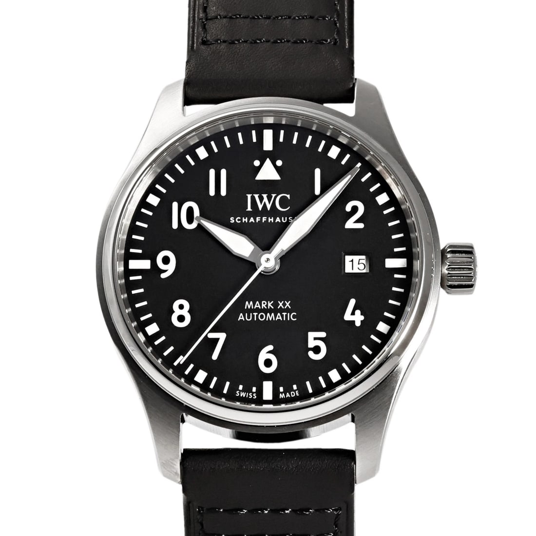 IWC PILOT WATCH MARK XX BLACK DIAL WATCH: IWC Pilot watch Mark XX black Dial Watch Brand: IWC Type: Wristwatch Material: stainless calf Color: Dial color black Size: Bracelet size: 20.0cm Case size: 40.0mm Accessories: None Access