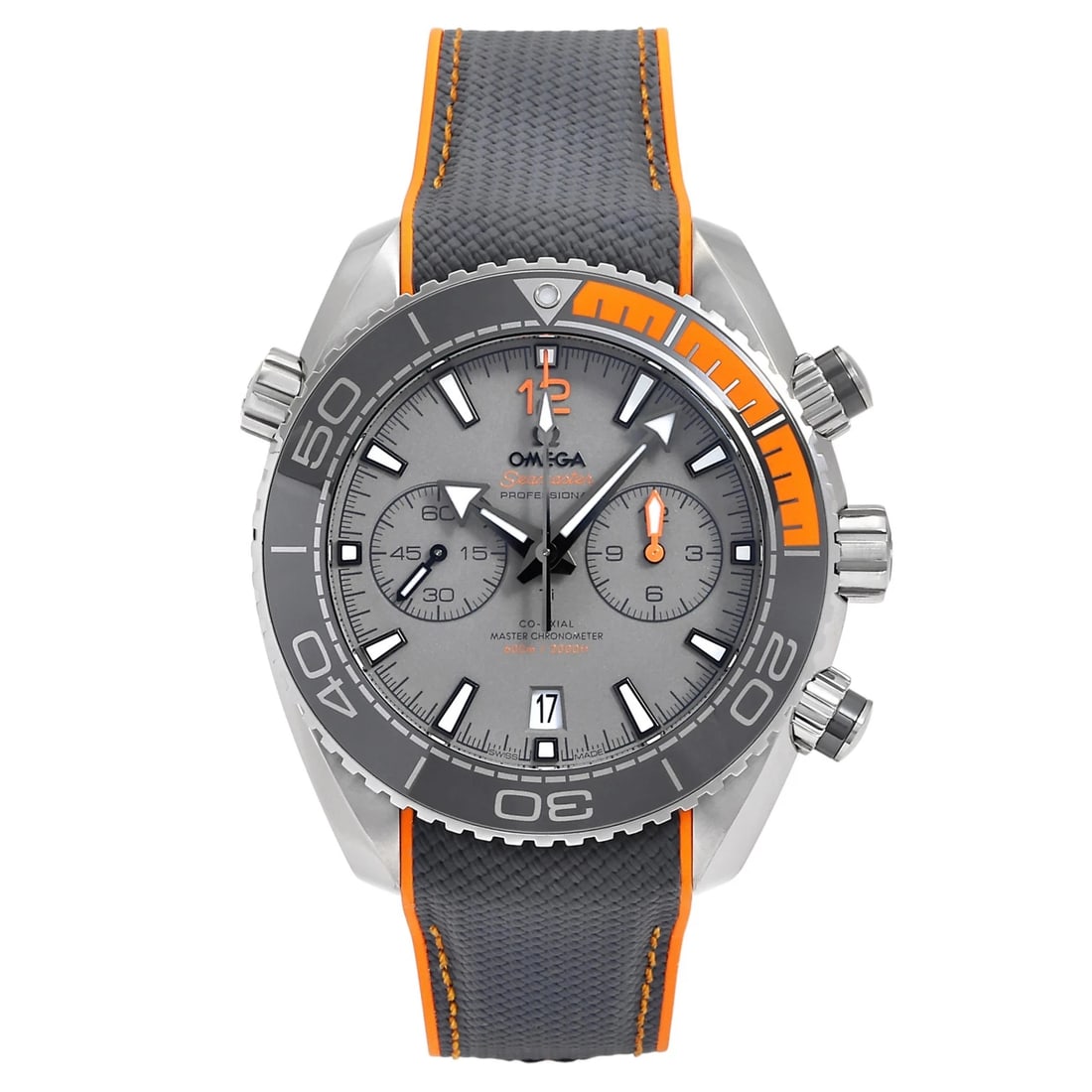 OMEGA SEAMASTER PLANET OCEAN GRAY DIAL WATCH: OMEGA Seamaster Planet Ocean gray Dial Watch Brand: OMEGA Type: Wristwatch Material: Titanium rubber Color: Dial color gray Size: Bracelet size: 20.0cm Case size: 45.5mm Accessories: None