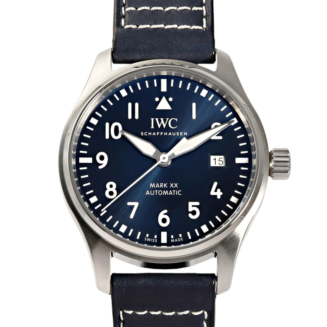 IWC PILOT WATCH MARK XX BLUE DIAL WATCH: IWC Pilot watch Mark XX blue Dial Watch Brand: IWC Type: Wristwatch Material: stainless calf Color: Dial color blue Size: Bracelet size: 20.0cm Case size: 40.0mm Accessories: None Accessor
