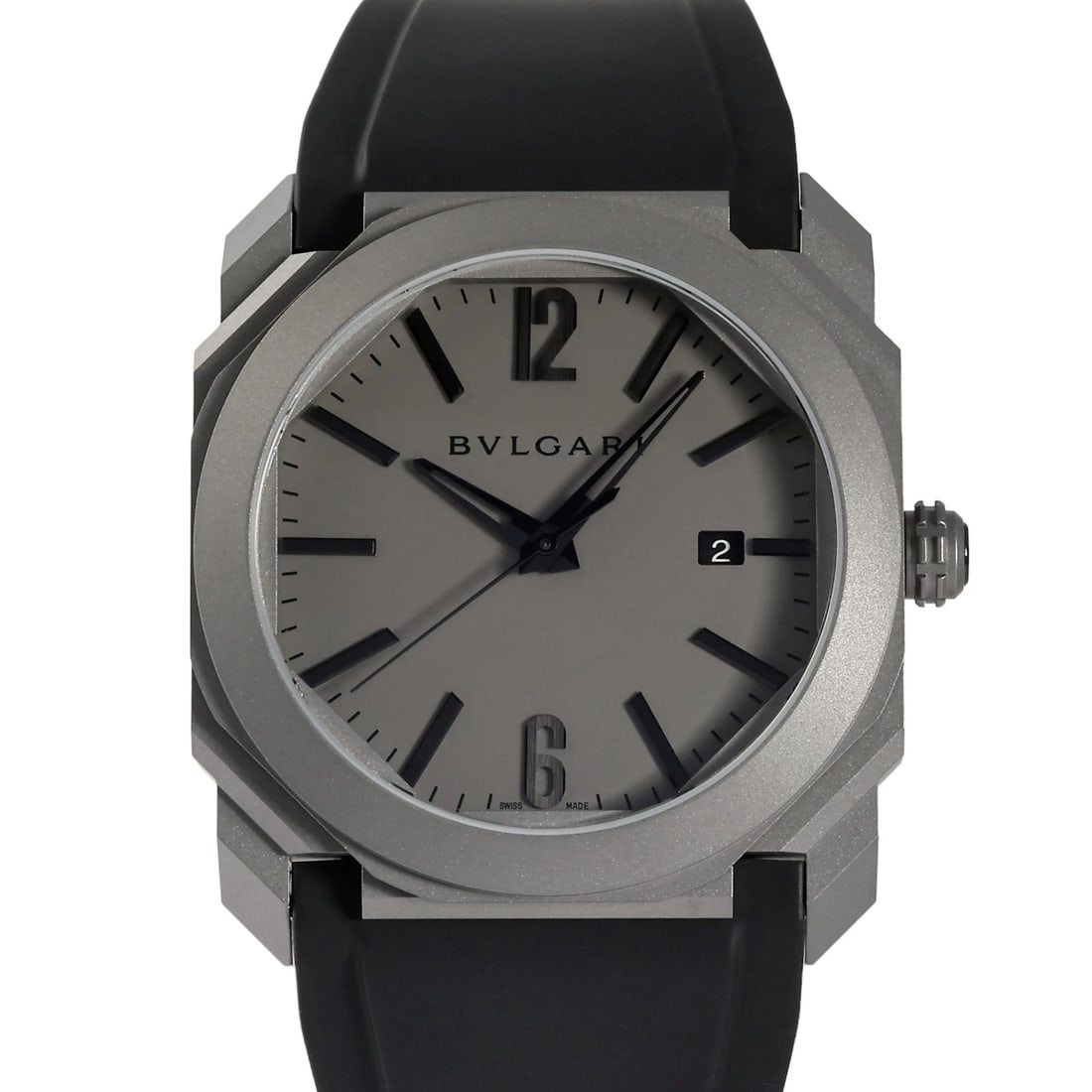 BVLGARI OCTO SOLO TEMPO ORIGINALE GRAY DIAL WATCH: BVLGARI Octo Solo Tempo Originale gray Dial Watch Brand: BVLGARI Type: Wristwatch Material: Titanium rubber rubber Color: Dial color gray Size: Bracelet size 19.0cm Case size: 41.0mm Accessories: