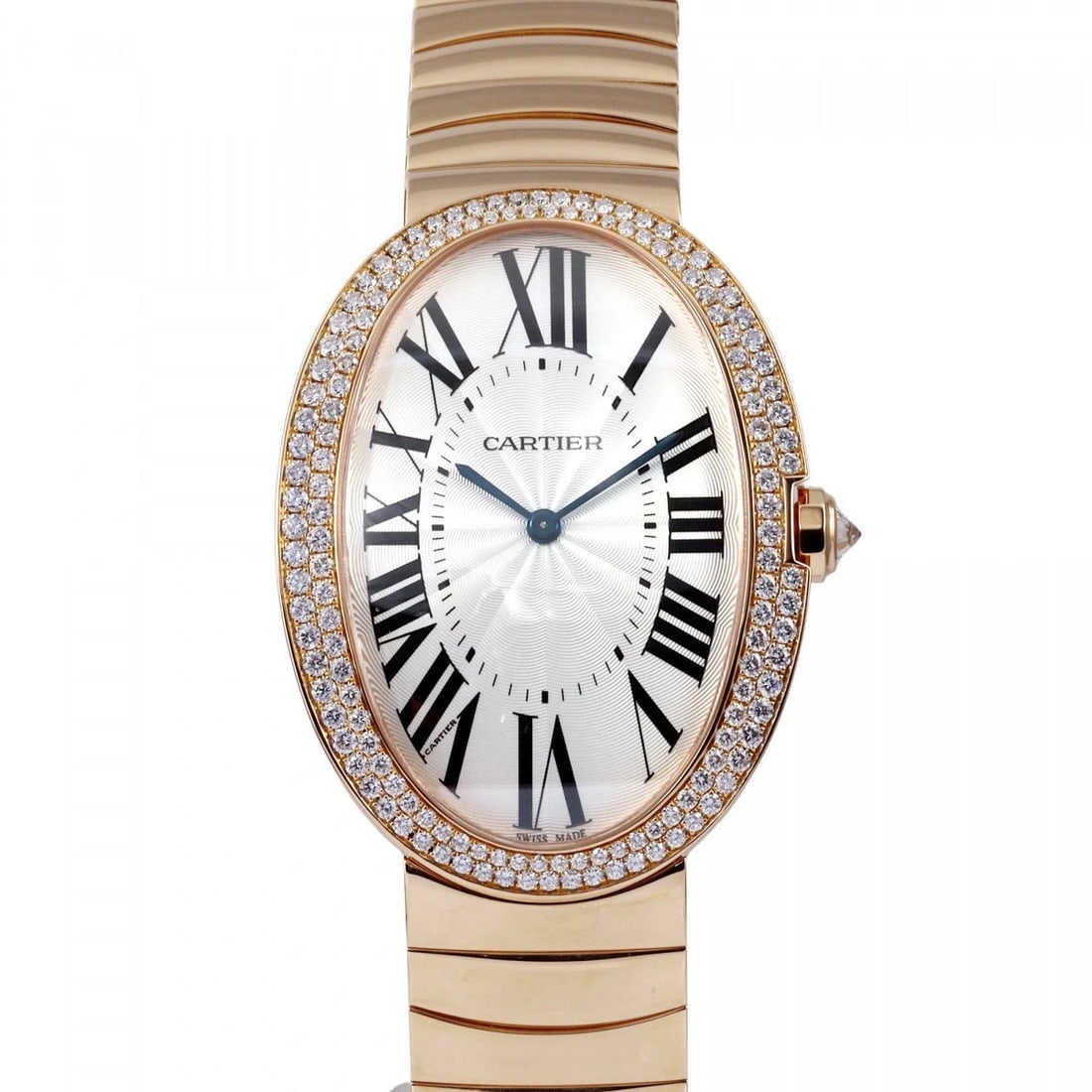 CARTIER BENIWAR WATCH LM SILVER DIAL WATCH: Cartier Beniwar Watch LM Silver Dial Watch Brand: Cartier Type: Wristwatch Material: Pink gold diamond Pink gold Color: Dial color Silver Size: Bracelet size: 16.5cm Case size: 44.0 x 32.0 mm Acce