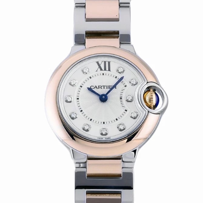 CARTIER BALLON BLEU DE CARTIER WATCH SILVER DIAL WATCH: Cartier Ballon Bleu De Cartier Watch Silver Dial Watch Brand: Cartier Type: Wristwatch Material: stainless Pink gold stainless Pink gold Color: Dial color Silver Size: Bracelet size: 15.0cm Case size: