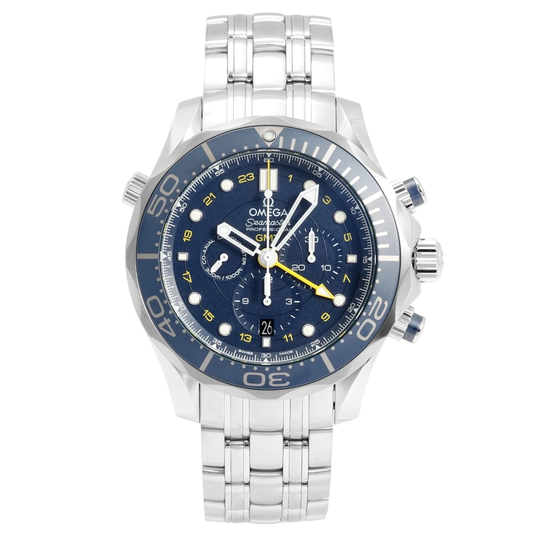 OMEGA SEAMASTER BLUE DIAL WATCH: OMEGA Seamaster blue Dial Watch Brand: OMEGA Type: Wristwatch Material: SS Color: Dial color blue Size: Bracelet size: 20.0cm Case size: 44.0mm Accessories: None Accessories Notice: When p