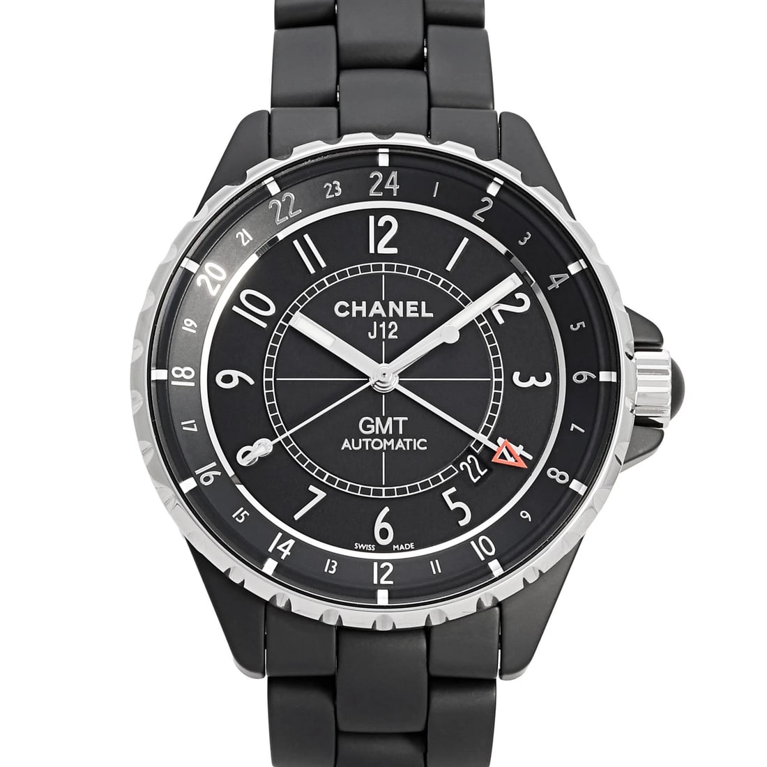 CHANEL BLACK DIAL WATCH: CHANEL black Dial Watch Brand: CHANEL Type: Wristwatch Material: ceramic stainless ceramic Color: Dial color black Size: Bracelet size: 18.0cm Case size: 41.0mm Accessories: None Accessori
