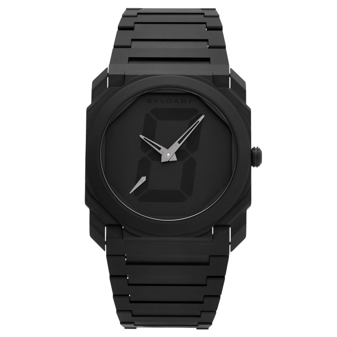 BVLGARI OCTO BLACK DIAL WATCH: BVLGARI Octo black Dial Watch Brand: BVLGARI Type: Wristwatch Material: Titanium Titanium Color: Dial color black Size: Bracelet size: 18.5cm Case size: 41.0mm Accessories: None Accessorie